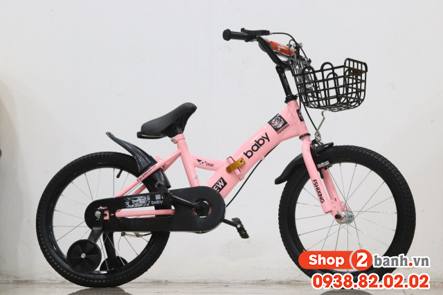 Xe đạp trẻ em 18 inch baby gâp đươc - màu hông - 2