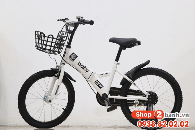 Xe đạp trẻ em 18 inch baby gâp đươc - màu trắng - 1