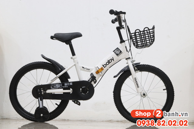Xe đạp trẻ em 18 inch baby gâp đươc - màu trắng - 2