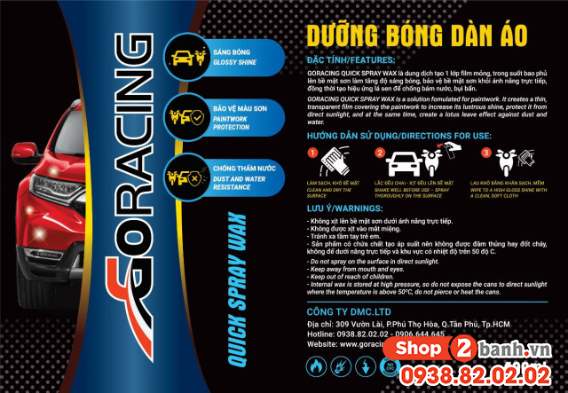 Chai xịt bóng dàn áo goracing xịt đến đâu bóng đến đó - 4