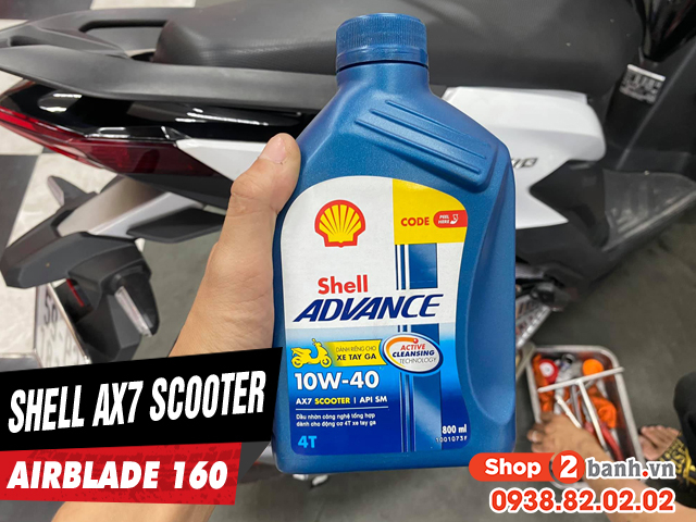 Xe tay ga airblade 160 thay nhớt shell ax7 scooter có phù hợp không - 1