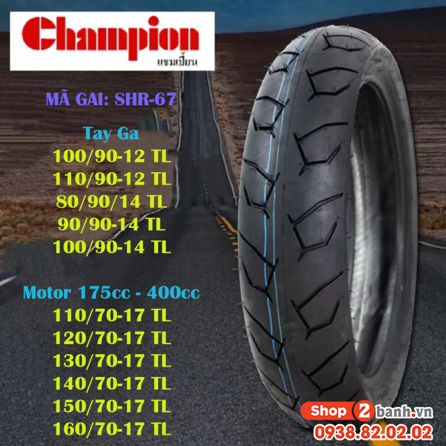 Vỏ xe champion shr67 chính hãng 11090-12 - 1