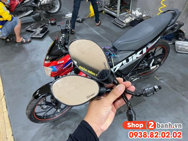 Kính h2c inox tĩnh điện đen cho yamaha - 4
