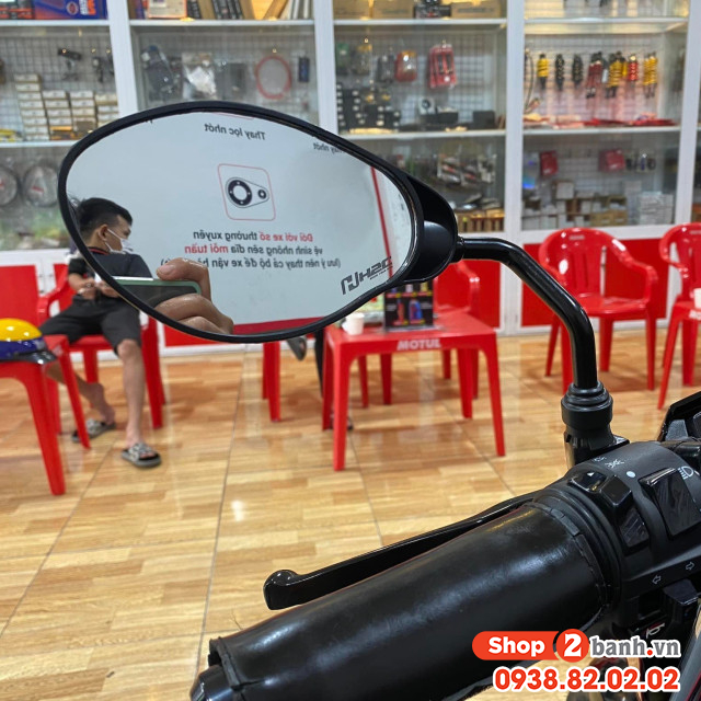 Kính h2c inox tĩnh điện đen cho yamaha - 3