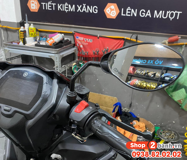 Kính h2c inox tĩnh điện đen cho yamaha - 2