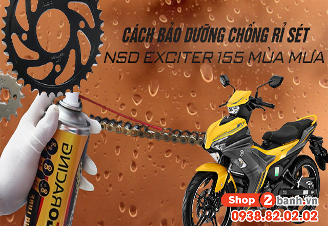 Cách bảo dưỡng chống rỉ sét nhông sên dĩa exciter 155 vào mùa mưa - 1