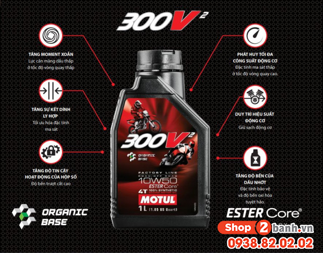 Nhớt motul 300v2 factory line 10w50 1l - 1