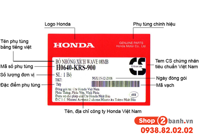 Cách phân biệt bố thắng xe máy honda chính hãng và hàng giả - 3