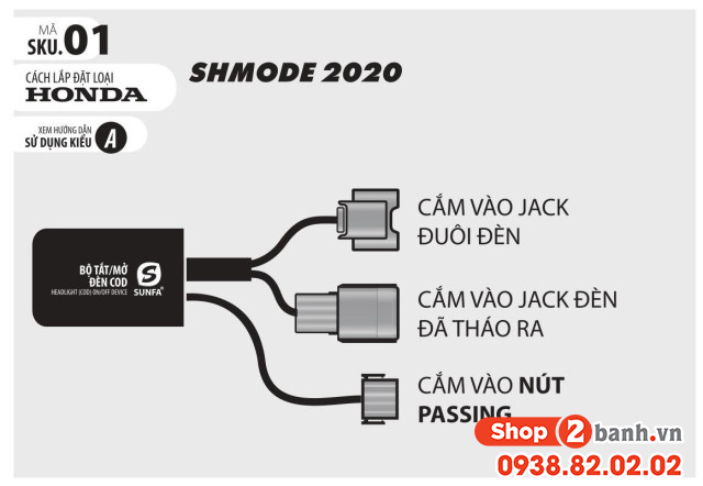 Bộ công tắc đèn sunfa cho sh mode 2020 - 2