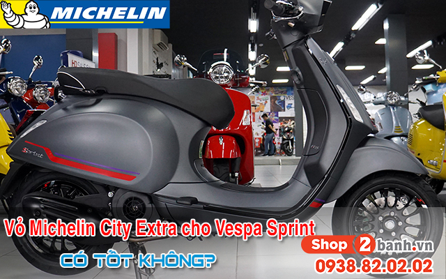 Vespa sprint thay lốp michelin city extra có bám đường tốt không - 1
