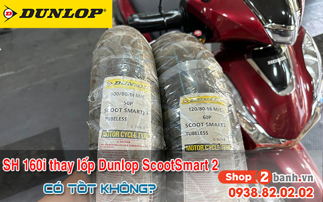 Xe sh 160i thay lốp dunlop scoot smart 2 bám đường tốt không - 1
