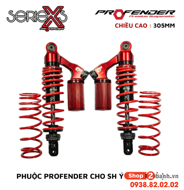 Phuộc profender x series cho sh ý nvx 155 aerox cao 305mm chính hãng - 1
