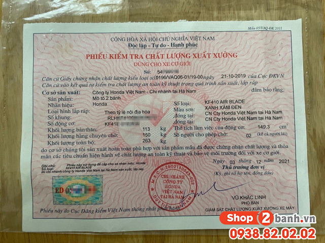 Số seri phiếu kiểm tra chất lượng xuất xưởng là gì xe máy xem ở đâu - 3