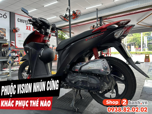 Phuộc sau xe vision cứng giảm xóc kém phải làm sao - 1
