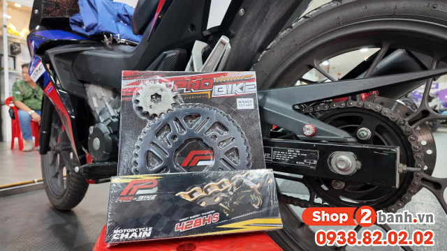 Bộ nhông sên dĩa pro-bike tán đúc vàng đen cho winner 44t 428hs - 3