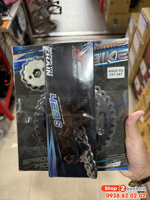 Bộ nhông sên dĩa pro-bike cho wave rs future 14t - 36t- sên 428s 108l sên tán đúc - 1