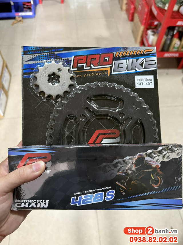 Bộ nhông sên dĩa pro-bike cho sirius fi 14t - 40t- sên 428s 108l sên tán đúc - 1