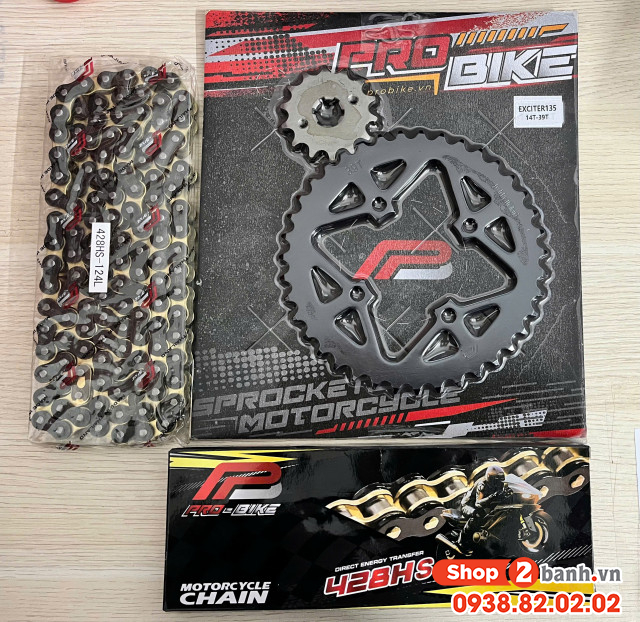 Bộ nhông sên dĩa pro-bike cho exciter 135 14t - 39t - 428hs sên tán đúc - 1