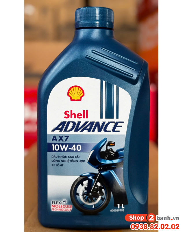 Nhớt shell advance 4t ax7 10w40 synthetic based 1l - 1