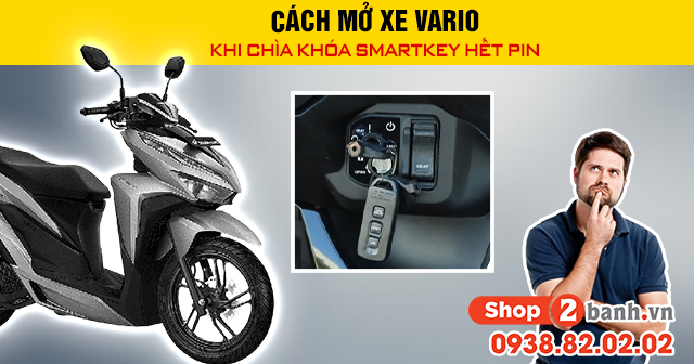 Cách mở xe vario khi chìa khóa smartkey hết pin - 1