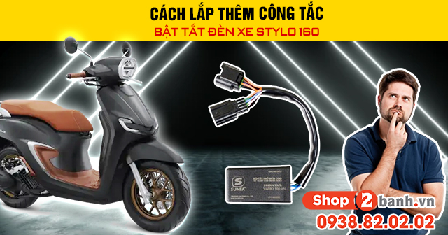 Cách lắp thêm công tắc bật tắt đèn xe stylo 160 - 1