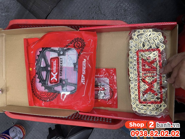 Bộ nhông sên dĩa x1r cho exciter 135 114l vàng - 2