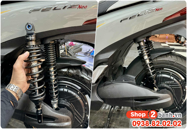 Xe điện feliz neo thay phuộc sau profender max 335 có phù hợp không - 3