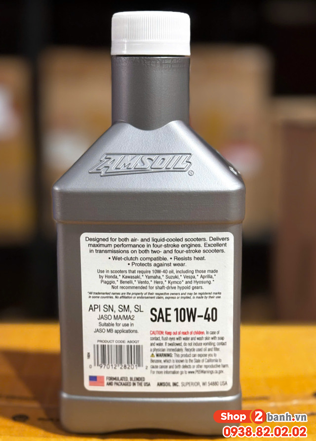 Nhớt amsoil 10w40 scooter 4 stroke 946ml - 2