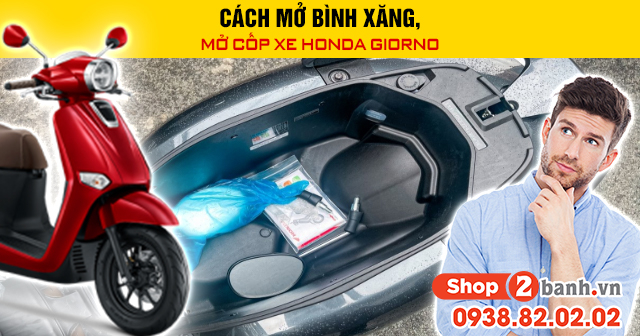Cách mở bình xăng mở cốp xe honda giorno - 1