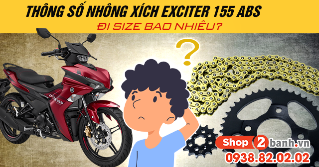 Thông số nhông xích exciter 155 abs đi size bao nhiêu - 1