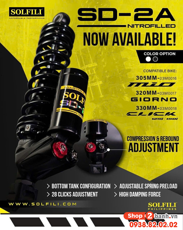 Phuộc solfili sd-2a cho vario 125150 chính hãng - 2