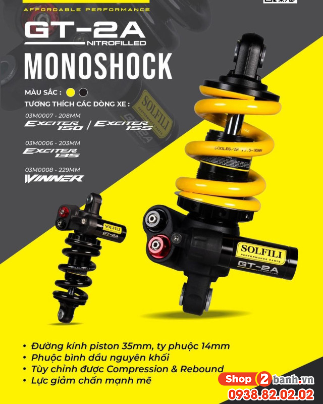 Phuộc solfili gt-2a cho exciter 150155 chính hãng - 2