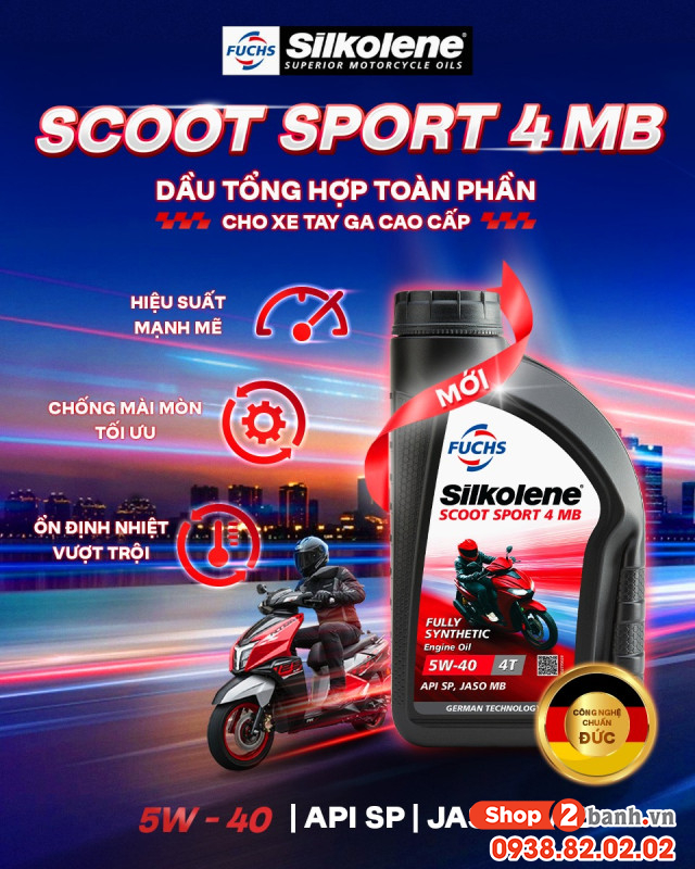 Nhớt fuchs silkolene scoot sport 4 5w40 08l - 1