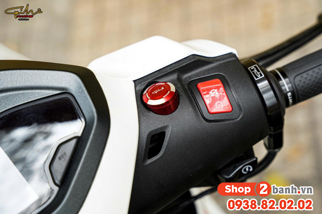 Nút che chân kính gh racing nhôm cnc cho stylo scoopy giorno vision ab - 3