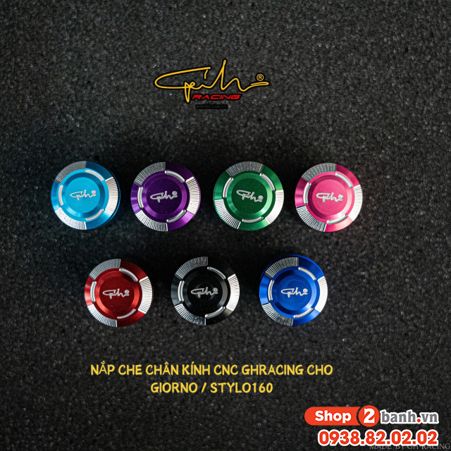 Nút che chân kính gh racing nhôm cnc cho stylo scoopy giorno vision ab - 1
