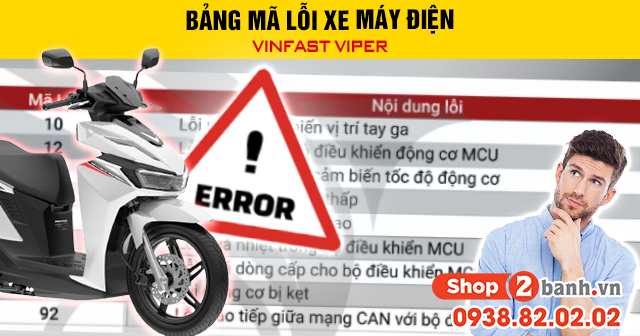 Bảng mã lỗi xe máy điện vinfast viper - 1