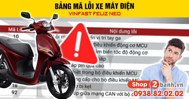 Bảng mã lỗi xe máy điện vinfast feliz neo - 1