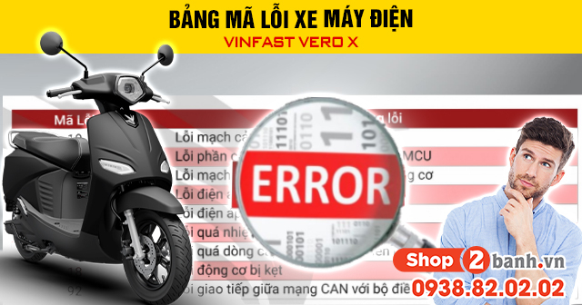 Bảng mã lỗi xe máy điện vinfast vero x - 1