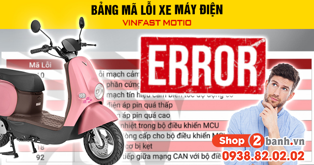 Bảng mã lỗi xe máy điện vinfast motio - 1
