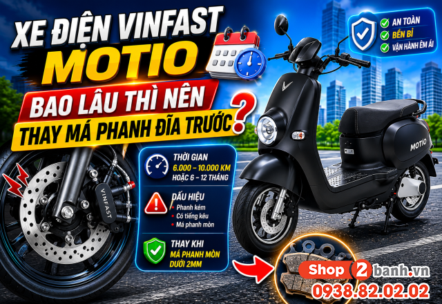 Xe điện vinfast motio bao lâu thì nên thay má phanh đĩa trước - 1