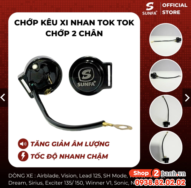 Cục chớp xinhan kêu tok tok sunfa 2 chân dành cho xe số - 1