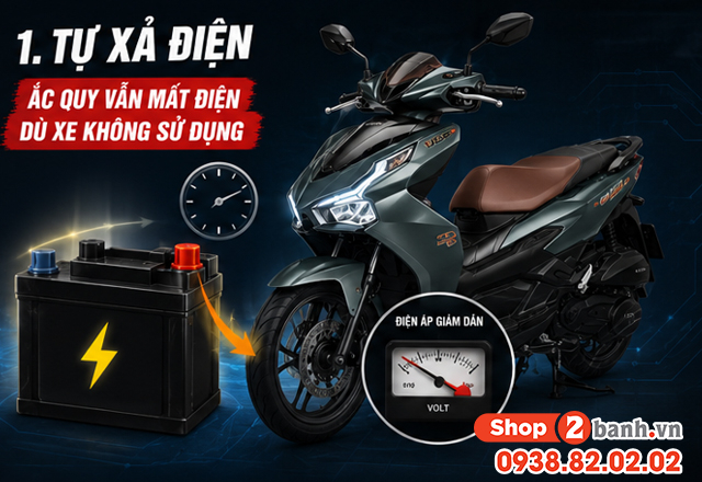 Tại sao xe tay ga để lâu không chạy thì bị hỏng bình ắc quy - 2