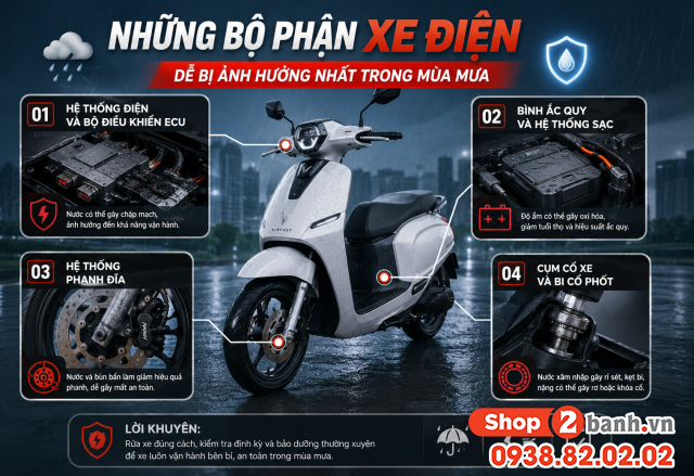 Bảo dưỡng xe điện mùa mưa thế nào đúng cách - 2