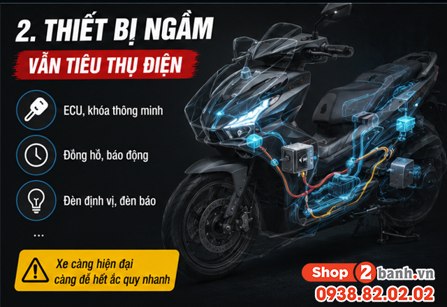 Tại sao xe tay ga để lâu không chạy thì bị hỏng bình ắc quy - 3