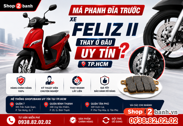Má phanh đĩa trước xe feliz ii thay ở đâu uy tín tphcm - 1