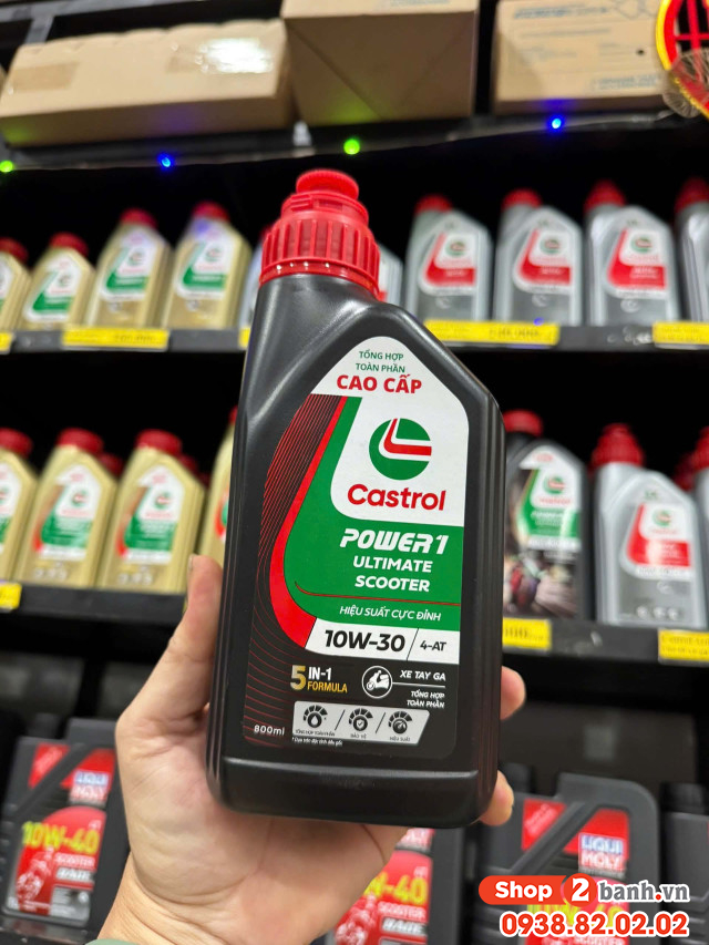 Nhớt castrol power 1 ultimate scooter 10w30 08l dành cho xe ga honda - 1
