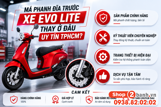 Má phanh đĩa trước xe evo lite thay ở đâu uy tín tphcm - 1