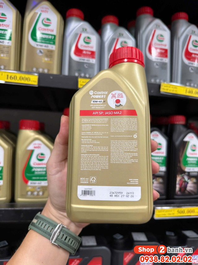 Nhớt castrol power 1 10w40 08l dành cho xe số - 2