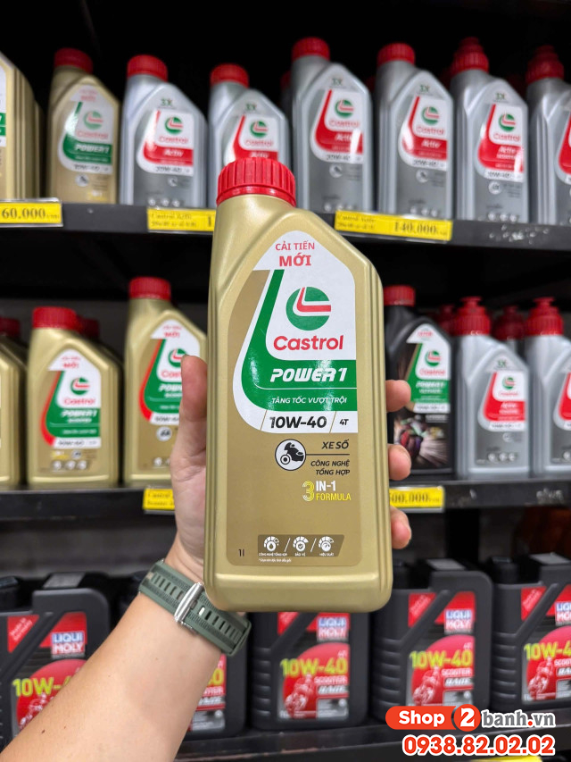 Nhớt castrol power 1 10w40 1l dành cho xe số - 1
