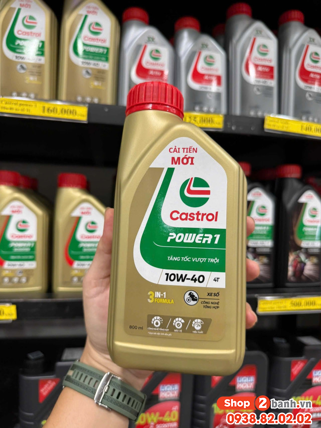 Nhớt castrol power 1 10w40 08l dành cho xe số - 1